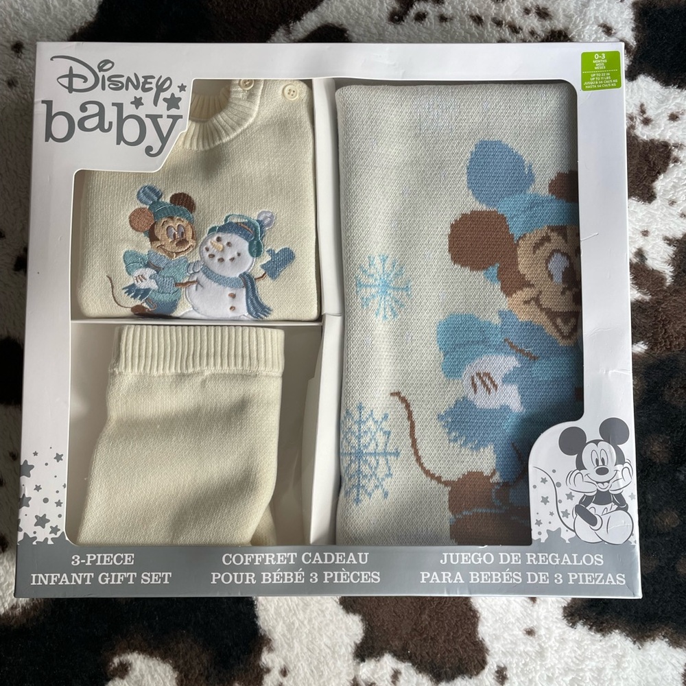 Disney Baby Infant Toddler Mickey Mouse Homestead Gift Set 3-Piece Sz: 0-3 NWT